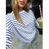 imageTrendy Queen Womens Oversized Crewneck Striped SweatshirtStriped Blue