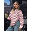 imageTrendy Queen Womens Oversized Crewneck Striped SweatshirtStriped Red