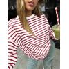 imageTrendy Queen Womens Oversized Crewneck Striped SweatshirtStriped Red