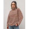 imageTrendy Queen Womens Oversized Crewneck Striped SweatshirtStriped Rust