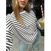 imageTrendy Queen Womens Oversized Crewneck Striped SweatshirtStriped White