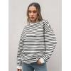 imageTrendy Queen Womens Oversized Crewneck Striped SweatshirtStriped White