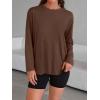 imageTrendy Queen Womens Oversized Long Sleeve T Shirts 2025 Basic Crewneck Tee Fall Tops Casual Workout Y2K ClothesBrown