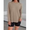 imageTrendy Queen Womens Oversized Long Sleeve T Shirts 2025 Basic Crewneck Tee Fall Tops Casual Workout Y2K ClothesKhaki