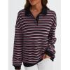 imageTrendy Queen Womens Oversized Striped Polo SweatshirtBlack Rugby Combo