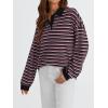 imageTrendy Queen Womens Oversized Striped Polo SweatshirtBlack Rugby Combo