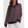 imageTrendy Queen Womens Oversized Striped Polo SweatshirtBlack Rugby Combo