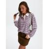 imageTrendy Queen Womens Oversized Striped Polo SweatshirtPorcelain Rugby Combo