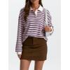 imageTrendy Queen Womens Oversized Striped Polo SweatshirtPorcelain Rugby Combo