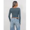 imageTrendy Queen Womens Twisted Knot Long Sleeve T Shirts V Neck Basic Tee Cute Slim Tight Going Out Y2k Crop Fall Fashion TopsHazeblue