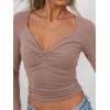 imageTrendy Queen Womens Twisted Knot Long Sleeve T Shirts V Neck Basic Tee Cute Slim Tight Going Out Y2k Crop Fall Fashion TopsNetmeg