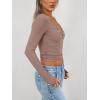 imageTrendy Queen Womens Twisted Knot Long Sleeve T Shirts V Neck Basic Tee Cute Slim Tight Going Out Y2k Crop Fall Fashion TopsNetmeg