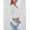 imageTrendy Queen Womens Twisted Knot Long Sleeve T Shirts V Neck Basic Tee Cute Slim Tight Going Out Y2k Crop Fall Fashion TopsWhite