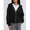 imageTrendy Queen Zip Up Hoodies For Women Cropped Sweatshirts Fall Fashion Outfits 2025 Y2k Fleece Teen Girls ClothesBlack