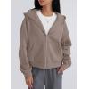 imageTrendy Queen Zip Up Hoodies For Women Cropped Sweatshirts Fall Fashion Outfits 2025 Y2k Fleece Teen Girls ClothesCoffee Grey