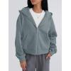 imageTrendy Queen Zip Up Hoodies For Women Cropped Sweatshirts Fall Fashion Outfits 2025 Y2k Fleece Teen Girls ClothesGrey Green