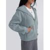 imageTrendy Queen Zip Up Hoodies For Women Cropped Sweatshirts Fall Fashion Outfits 2025 Y2k Fleece Teen Girls ClothesGrey Green