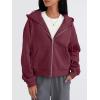 imageTrendy Queen Zip Up Hoodies For Women Cropped Sweatshirts Fall Fashion Outfits 2025 Y2k Fleece Teen Girls ClothesRed