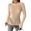 imageTrendy Queen Going Out Tops for Women Sheer Long Sleeve Tops 2024 Fall Crewneck Mesh See Through Sweaters Y2k OutfitsApricot
