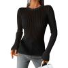 imageTrendy Queen Going Out Tops for Women Sheer Long Sleeve Tops 2024 Fall Crewneck Mesh See Through Sweaters Y2k OutfitsBlack