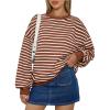 imageTrendy Queen Womens Oversized Crewneck Striped SweatshirtStriped Rust