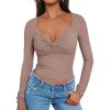 imageTrendy Queen Womens Twisted Knot Long Sleeve T Shirts V Neck Basic Tee Cute Slim Tight Going Out Y2k Crop Fall Fashion TopsNetmeg