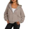 imageTrendy Queen Zip Up Hoodies For Women Cropped Sweatshirts Fall Fashion Outfits 2025 Y2k Fleece Teen Girls ClothesCoffee Grey