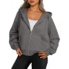 imageTrendy Queen Zip Up Hoodies For Women Cropped Sweatshirts Fall Fashion Outfits 2025 Y2k Fleece Teen Girls ClothesDark Grey