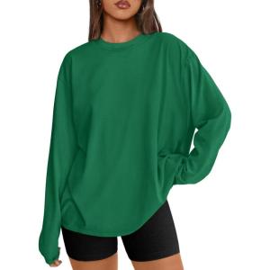 imageTrendy Queen Womens Oversized Long Sleeve T Shirts 2025 Basic Crewneck Tee Fall Tops Casual Workout Y2K ClothesGreen