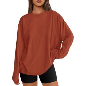 imageTrendy Queen Womens Oversized Long Sleeve T Shirts 2025 Basic Crewneck Tee Fall Tops Casual Workout Y2K ClothesMaple