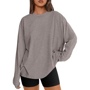 imageTrendy Queen Womens Oversized Long Sleeve T Shirts 2025 Basic Crewneck Tee Fall Tops Casual Workout Y2K ClothesNetmeg