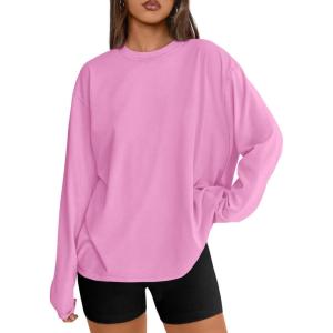 imageTrendy Queen Womens Oversized Long Sleeve T Shirts 2025 Basic Crewneck Tee Fall Tops Casual Workout Y2K ClothesPink