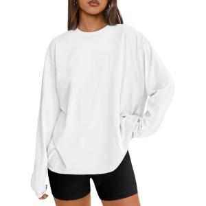 imageTrendy Queen Womens Oversized Long Sleeve T Shirts 2025 Basic Crewneck Tee Fall Tops Casual Workout Y2K ClothesWhite