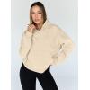 imageTrendy Queen Sweatshirts Half Zip Pullover Quarter Zip Oversized Hoodies Sweaters Comfy Fall Outfits 2025 Y2K Winter ClothesApricot