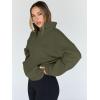 imageTrendy Queen Sweatshirts Half Zip Pullover Quarter Zip Oversized Hoodies Sweaters Comfy Fall Outfits 2025 Y2K Winter ClothesArmy Green
