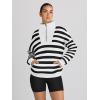imageTrendy Queen Sweatshirts Half Zip Pullover Quarter Zip Oversized Hoodies Sweaters Comfy Fall Outfits 2025 Y2K Winter ClothesBlack and White