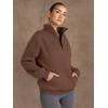 imageTrendy Queen Sweatshirts Half Zip Pullover Quarter Zip Oversized Hoodies Sweaters Comfy Fall Outfits 2025 Y2K Winter ClothesBrown