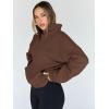 imageTrendy Queen Sweatshirts Half Zip Pullover Quarter Zip Oversized Hoodies Sweaters Comfy Fall Outfits 2025 Y2K Winter ClothesBrown