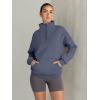 imageTrendy Queen Sweatshirts Half Zip Pullover Quarter Zip Oversized Hoodies Sweaters Comfy Fall Outfits 2025 Y2K Winter ClothesGreyblue