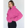 imageTrendy Queen Sweatshirts Half Zip Pullover Quarter Zip Oversized Hoodies Sweaters Comfy Fall Outfits 2025 Y2K Winter ClothesHotpink