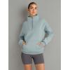 imageTrendy Queen Sweatshirts Half Zip Pullover Quarter Zip Oversized Hoodies Sweaters Comfy Fall Outfits 2025 Y2K Winter ClothesLight Green
