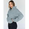imageTrendy Queen Sweatshirts Half Zip Pullover Quarter Zip Oversized Hoodies Sweaters Comfy Fall Outfits 2025 Y2K Winter ClothesLight Green