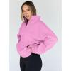 imageTrendy Queen Sweatshirts Half Zip Pullover Quarter Zip Oversized Hoodies Sweaters Comfy Fall Outfits 2025 Y2K Winter ClothesPink