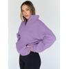 imageTrendy Queen Sweatshirts Half Zip Pullover Quarter Zip Oversized Hoodies Sweaters Comfy Fall Outfits 2025 Y2K Winter ClothesPurple