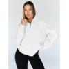 imageTrendy Queen Sweatshirts Half Zip Pullover Quarter Zip Oversized Hoodies Sweaters Comfy Fall Outfits 2025 Y2K Winter ClothesWhite