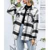 imageTrendy Queen Womens Flannel Shacket Casual Jacket Plaid Button Down Long Sleeve Shirt Fall Winter OutfitsBlackwhite