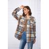 imageTrendy Queen Womens Flannel Shacket Casual Jacket Plaid Button Down Long Sleeve Shirt Fall Winter OutfitsBluebrown