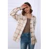 imageTrendy Queen Womens Flannel Shacket Casual Jacket Plaid Button Down Long Sleeve Shirt Fall Winter OutfitsKhaki