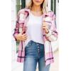 imageTrendy Queen Womens Flannel Shacket Casual Jacket Plaid Button Down Long Sleeve Shirt Fall Winter OutfitsPink