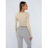 imageTrendy Queen Womens Long Sleeve Shirts Crop Tops Basic Tight Slim Fit Y2K T Shirts Winter Clothes 2024Apricot